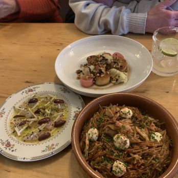 Chaval - Durad (fish) special, Scallops and Rabbit pasta. - Spanish Near Me - Portland, Maine Chaval - Durad (fish) special, Scallops and Rabbit pasta. - Spanish Near Me - Portland, Maine
