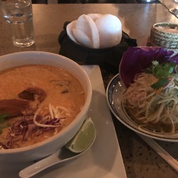 Bida Manda - Pork Crispy Pork Belly Soup with a side of papaya salad - Laotian Near Me - Raleigh, North Carolina Bida Manda - Pork Crispy Pork Belly Soup with a side of papaya salad - Laotian Near Me - Raleigh, North Carolina