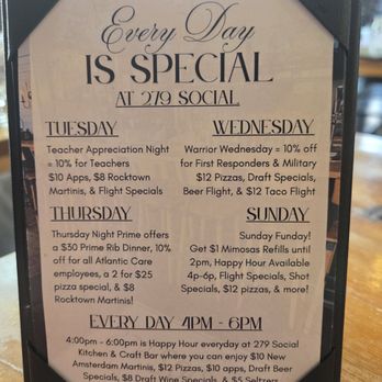 279 Social - Specials menu - Pizza Near Me - Galloway, New Jersey