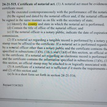Taffe Mobile Notary - Section 24-21-515 Certificate of notarial act for Colorado Law. - Notaries Near Me Taffe Mobile Notary - Section 24-21-515 Certificate of notarial act for Colorado Law. - Notaries Near Me