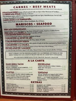Menu photo 1 La Mexicana II Paso Robles, CA
