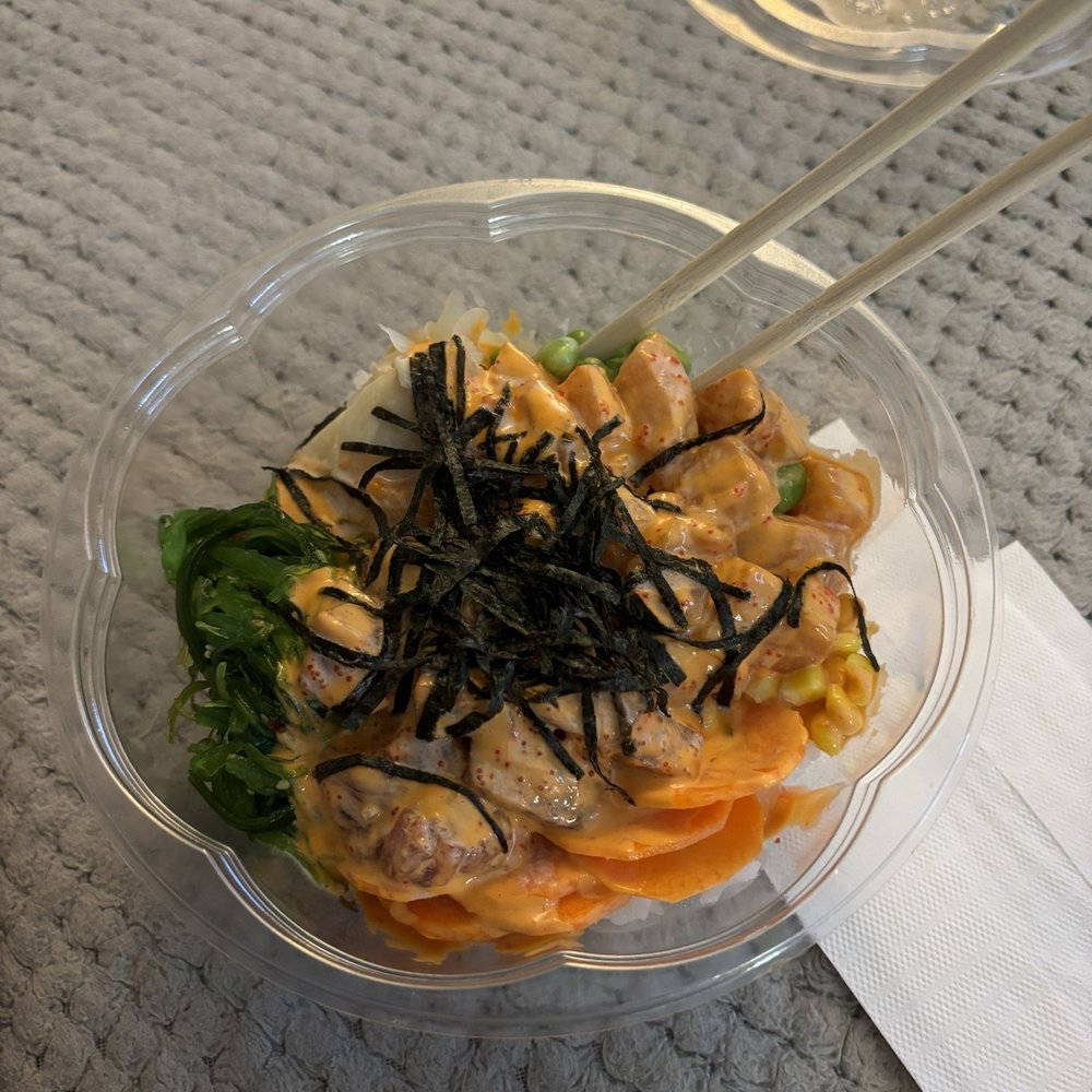 I wish I could remember the exact protein in this Poke bowl but it was a chef suggestion that I loved!
