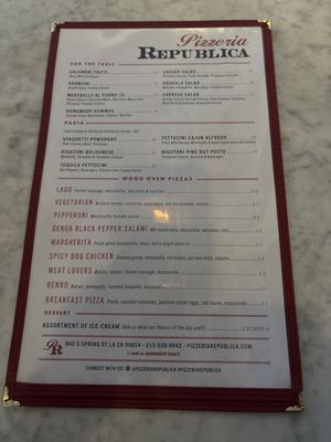 Menu photo 5 Pizzeria Republica Los Angeles, CA