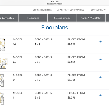 555 Barrington - These are their prices as they are advertising them today July 22, 2017 and they are actually $600 a month higher when you get there. - Apartments Near Me - Brentwood, California