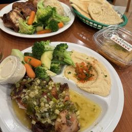 1/4 Ginger Lemon Chicken Combo, Hummus, Maison Housemade Baklava, & Steamed Vegetables
