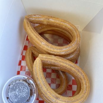 Ole Churros - 6 pc with chocolate. Be careful with the sauce **lady didnt fully close mines** and it spilled all over **crying face** - Spanish Near Me - Paradise, Nevada Ole Churros - 6 pc with chocolate. Be careful with the sauce **lady didnt fully close mines** and it spilled all over **crying face** - Spanish Near Me - Paradise, Nevada