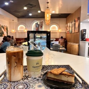 Qamaria Coffee - Biscoff cheesecake, Iced Qamaria Latte, Adeni Tea - Coffee & Tea Near Me - Fullerton, California