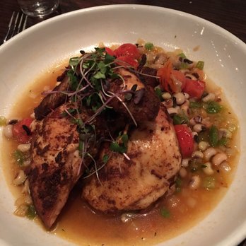 Kingfish Kitchen & Cocktails - Smoked half chicken that has crispy skin with spices, tender on the inside with a delicious broth and vegetables - Cajun/Creole Near Me - New Orleans, Louisiana