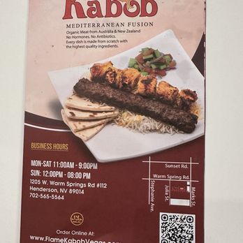 Flame Kabob - Menu: March 2026 - Middle Eastern Near Me - Henderson, Nevada