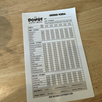 The Donut Experiment - Order sheet - Donuts Near Me - Anna Maria, Florida The Donut Experiment - Order sheet - Donuts Near Me - Anna Maria, Florida