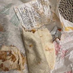 Del Taco - Half pound bean amd cheeze burrito rolled up with a reciept on the inside