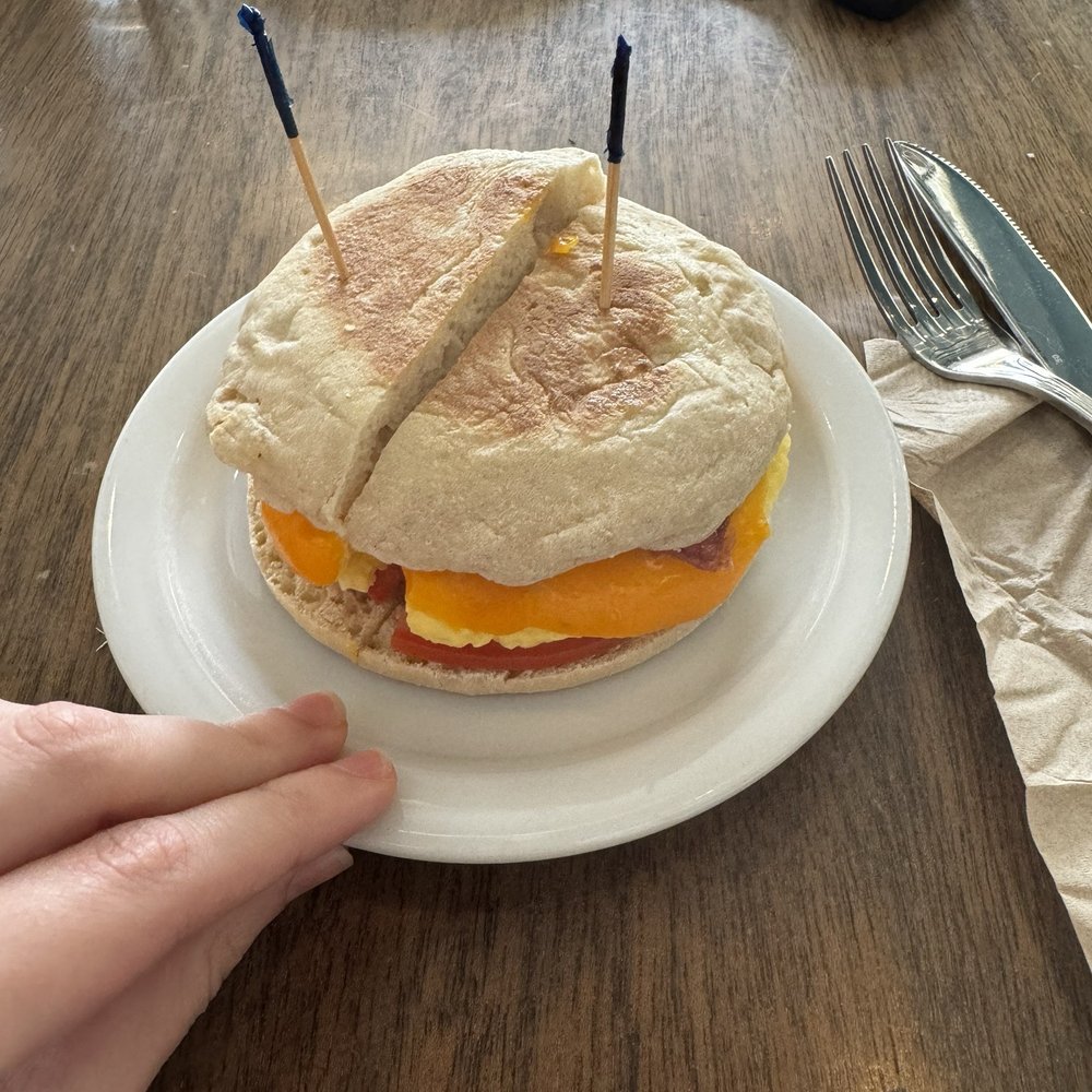 Lighthouse Coffee - English muffin with bacon, egg, cheese, tomato, avocado, mayo - Coffee & Tea Near Me - Santa Barbara, California Lighthouse Coffee - English muffin with bacon, egg, cheese, tomato, avocado, mayo - Coffee & Tea Near Me - Santa Barbara, California