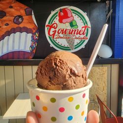 Gourmet Italian Delights - Dark chocolate brownie and underneath it was canoli