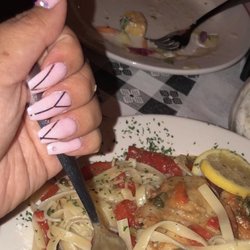 CT Nails & Spa - Glow in the dark pink full set + crystals design + line designs