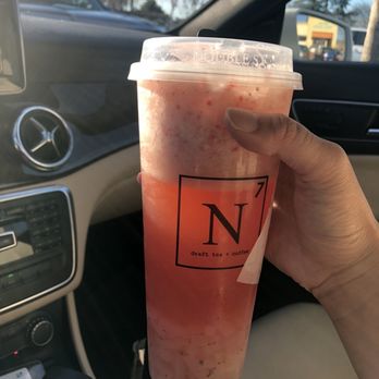 N7 Draft Tea and Coffee - Strawberry hustle with lychee jelly and 75% sweetness - Coffee & Tea Near Me - San Jose, California N7 Draft Tea and Coffee - Strawberry hustle with lychee jelly and 75% sweetness - Coffee & Tea Near Me - San Jose, California