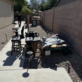 Junk Free AZ - Before and After photo of 1/5 trailer load project. - Junk Removal & Hauling Near Me