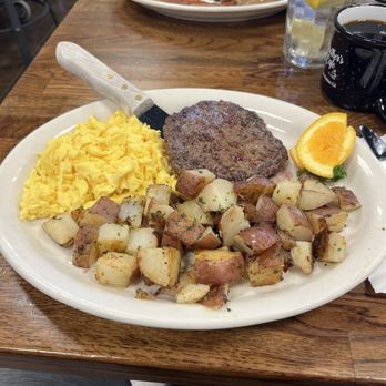 Brother’s Cafe 3:16 - Hamburger Steak & Eggs w/Country potato's. Large Country Style Biscuit (not pictured) - Breakfast & Brunch Near Me - Paso Robles, California