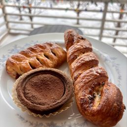 Tiramisu tart, blueberry cream cheese pastry and chocolate Pain Suisse (Swiss Chocolate Brioche) Tiramisu tart, blueberry cream cheese pastry and chocolate Pain Suisse (Swiss Chocolate Brioche)