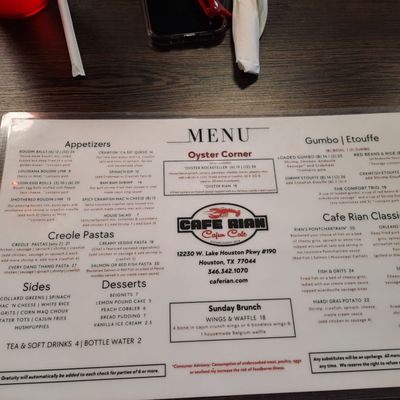 Menu photo 1 Cafe Rian Cajun Cafe Houston, TX