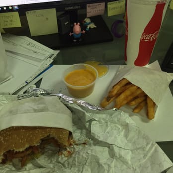 Burger Rush - Cowboy burger combo with cheese wiz. Delivered to my office - Burgers Near Me - Tempe, Arizona