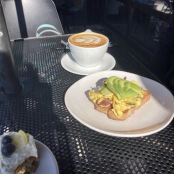 Fount Coffee + Kitchen - Lemon Blueberry cake - couldn't wait to taste  Morning scramble and Toasted Coconut Latte - Coffee & Tea Near Me - Morrisville, North Carolina