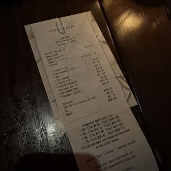 HIDE+SEEK - The bill (this was during restaurant week /special menu) - New American Near Me - Chicago, Illinois