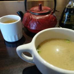 Miso soup and hot tea pot. Miso soup and hot tea pot.