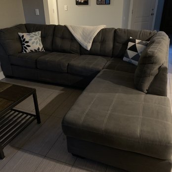 Best Decision Carpet & Tile Cleaning - Grey sectional cleaned of pet urine - Carpet Cleaning Near Me