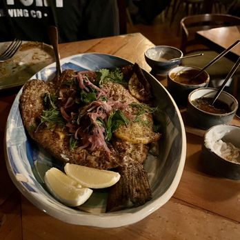 Maydan - Round 3 of Tawle Experience: center plate- Grilled Butterflied Branzino - Moroccan Near Me - Washington, DC, District of Columbia