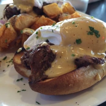 Barleymash - Pretzel eggs benedict with short ribs. - Sports Bars Near Me - San Diego, California