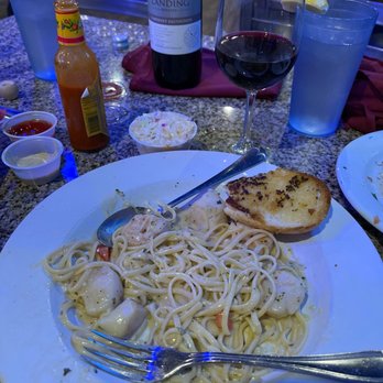 Kacey's Seafood - Seafood scampi and a bottle of Oxford landing Cabernet Sauvignon - Seafood Near Me - Sarasota, Florida Kacey's Seafood - Seafood scampi and a bottle of Oxford landing Cabernet Sauvignon - Seafood Near Me - Sarasota, Florida
