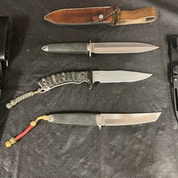 Cold Steel Tai Pan (top) Tops Falcon (mid) and Cold Steel Master Tanto 3v