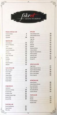 Menu photo 1 Fikret Adana Ocakbaşı Istanbul, 34 Menu photo 1 Fikret Adana Ocakbaşı Istanbul, 34