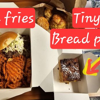 Money Muscle BBQ - Old Waffle Sweet potato fries. Brisket samdwich (left) . Small size Bread pudding (left) - Food Trucks Near Me - Silver Spring, Maryland Money Muscle BBQ - Old Waffle Sweet potato fries. Brisket samdwich (left) . Small size Bread pudding (left) - Food Trucks Near Me - Silver Spring, Maryland