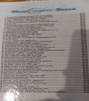 Menu photo 1 Moon Cricket Grille Winter Garden, FL