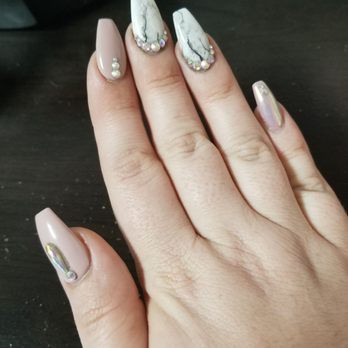 Blush Nail and Spa - Crystals, marble and chrome all on one hand. Can a girl  ask for more - Nail Salons Near Me - Hollywood, Florida