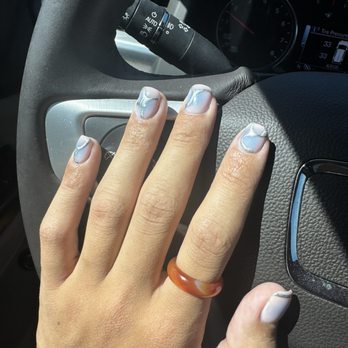 Tourney Nails - I asked for "short short aura with chrome lines" always have a reference pic! - Nail Salons Near Me - Santa Clarita, California Tourney Nails - I asked for "short short aura with chrome lines" always have a reference pic! - Nail Salons Near Me - Santa Clarita, California