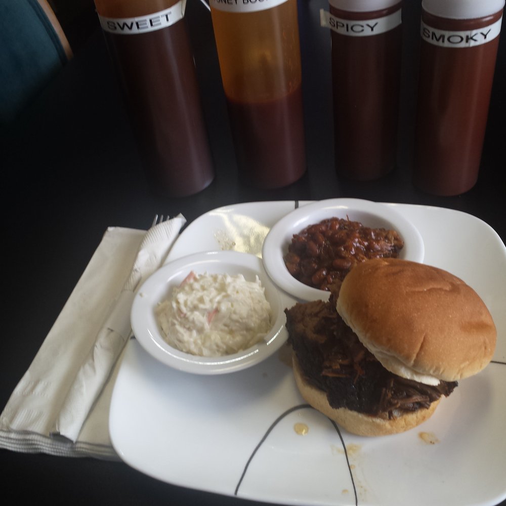 Boxer Barbeque - Beef brisket sandwich combo with choice of 2 sides (slaw and beans for me) - Barbeque Near Me - Council Bluffs, Iowa Boxer Barbeque - Beef brisket sandwich combo with choice of 2 sides (slaw and beans for me) - Barbeque Near Me - Council Bluffs, Iowa