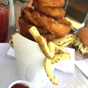 Burger Lounge - 1/2 and 1/2 onion rings and French fries! Don't forget to ask for the house-made ranch dressing! - Burgers Near Me - Temecula, California
