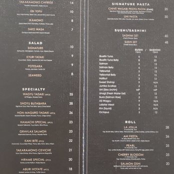 Takaramono Sushi - Food menu - Sushi Bars Near Me - San Diego, California