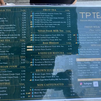 TP Tea - Menu - Bubble Tea Near Me - Arcadia, California