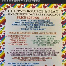 Chippy's Bounce & Play - Chippys party package information