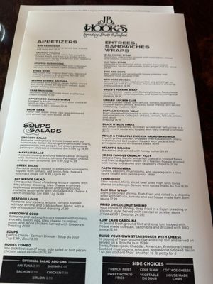 Menu photo 1 JB Hook's Lake Ozark, MO
