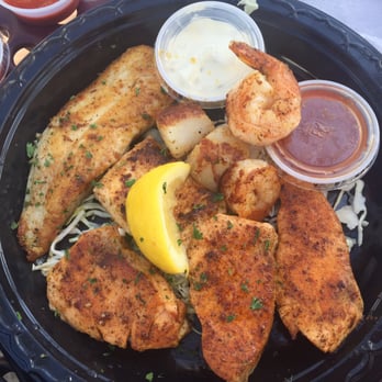Tin Fish - The mixed seafood plate: mahi mahi, salmon, shrimp, scallops, tilapia - Seafood Near Me - Oceanside, California Tin Fish - The mixed seafood plate: mahi mahi, salmon, shrimp, scallops, tilapia - Seafood Near Me - Oceanside, California