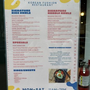 Rice Bar - Menu - Korean Near Me - Washington, DC, District of Columbia Rice Bar - Menu - Korean Near Me - Washington, DC, District of Columbia