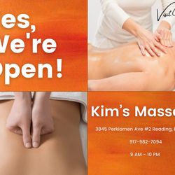 Kim’s Massage - 3845 Perkiomen Ave #2 Reading, PA 19606 

917-982-7094

9 AM - 10 PM