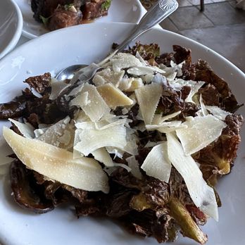 Manchego - brussel sprouts, manchego, bacon, mushroom, vinagre de jerez - Spanish Near Me - Santa Monica, California