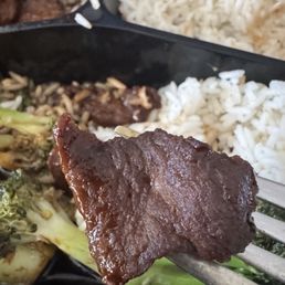 Hard, dry beef with broccoli