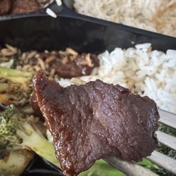 Rice Fun - Hard, dry beef with broccoli