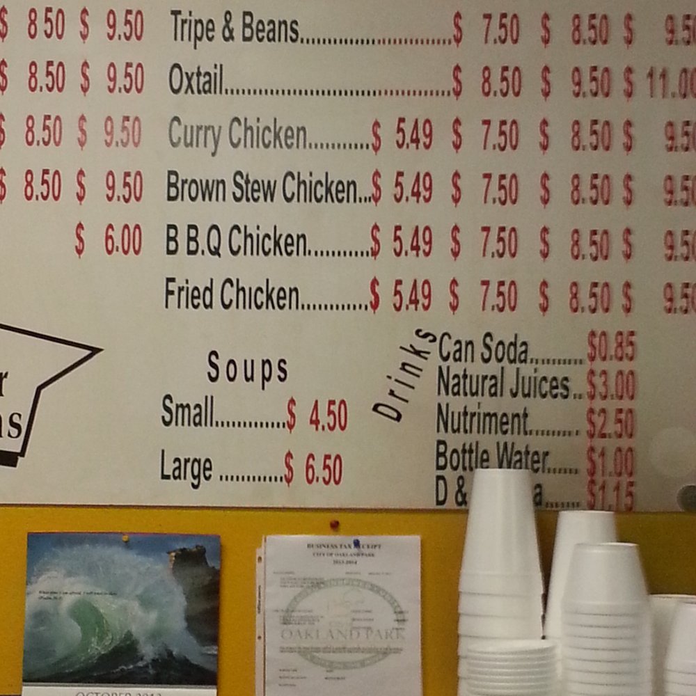 G's Jamaican Restaurant - menu and prices - Caribbean Near Me - Oakland Park, Florida